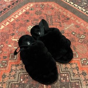 UGG Black Plush Slides
